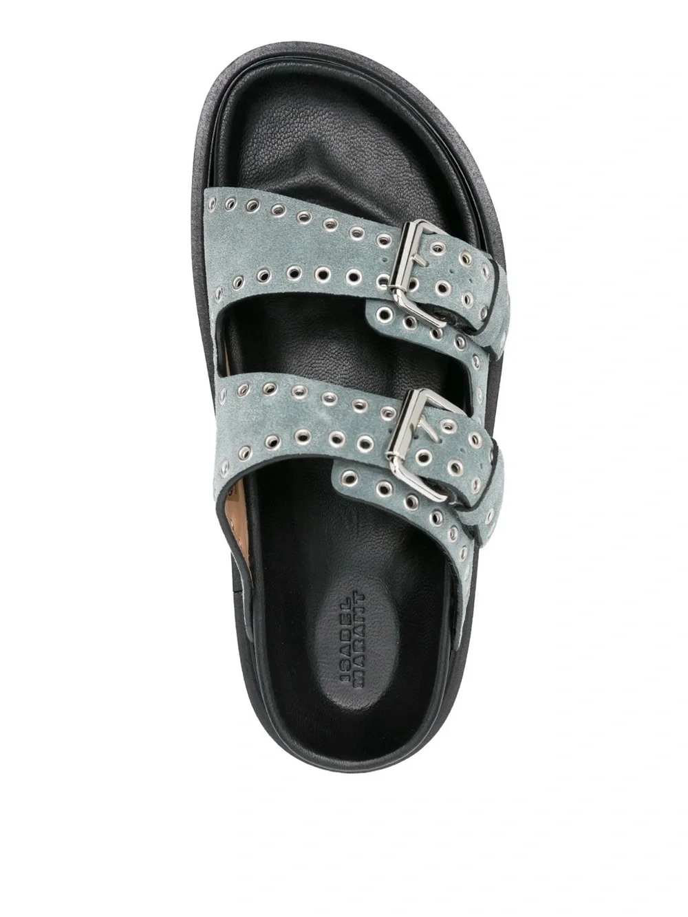 Isabel Marant Lennya Platform Light Blue Suede Double-Buckle Platform Sandals